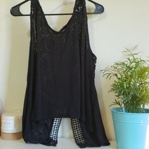Black Crocheted Back top